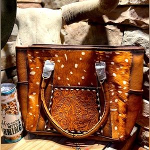 Axis Print Cowhide Shoulder Bag